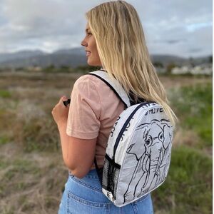 CEMENT6 White Elephant Print Women's Backpack - Casual Daypack